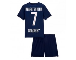 Paris Saint-Germain Khvicha Kvaratskhelia #7 Koszulka Podstawowa dzieci 2025-26 Krótki Rękaw (+ krótkie spodenki)