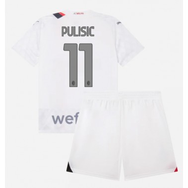 AC Milan Christian Pulisic #11 Koszulka Wyjazdowa dzieci 2023-24 Krótki Rękaw (+ krótkie spodenki)