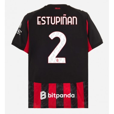 AC Milan Pervis Estupinan #2 Koszulka Podstawowa 2025-26 Krótki Rękaw