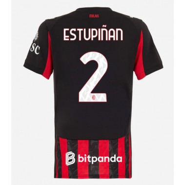 AC Milan Pervis Estupinan #2 Koszulka Podstawowa damskie 2025-26 Krótki Rękaw AC Milan Pervis Estupinan #2 Koszulka Podstawowa damskie 2025-26 Krótki Rękaw