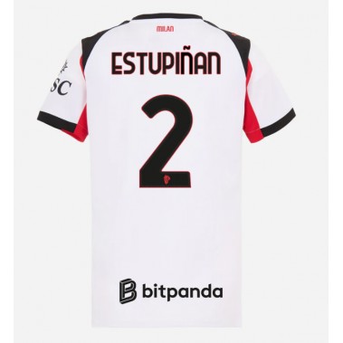 AC Milan Pervis Estupinan #2 Koszulka Wyjazdowa damskie 2025-26 Krótki Rękaw