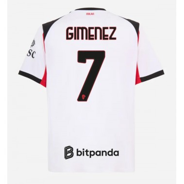 AC Milan Santiago Gimenez #7 Koszulka Wyjazdowa 2025-26 Krótki Rękaw