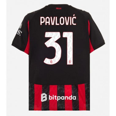 AC Milan Strahinja Pavlovic #31 Koszulka Podstawowa 2025-26 Krótki Rękaw AC Milan Strahinja Pavlovic #31 Koszulka Podstawowa 2025-26 Krótki Rękaw