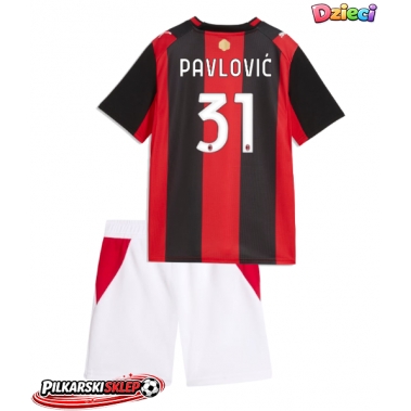AC Milan Strahinja Pavlovic #31 Koszulka Podstawowa dzieci 2026-27 Krótki Rękaw (+ krótkie spodenki)