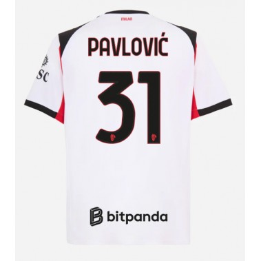 AC Milan Strahinja Pavlovic #31 Koszulka Wyjazdowa 2025-26 Krótki Rękaw AC Milan Strahinja Pavlovic #31 Koszulka Wyjazdowa 2025-26 Krótki Rękaw