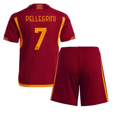 AS Roma Lorenzo Pellegrini #7 Koszulka Podstawowa dzieci 2023-24 Krótki Rękaw (+ krótkie spodenki)
