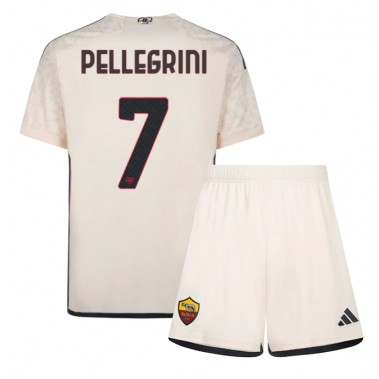 AS Roma Lorenzo Pellegrini #7 Koszulka Wyjazdowa dzieci 2023-24 Krótki Rękaw (+ krótkie spodenki)