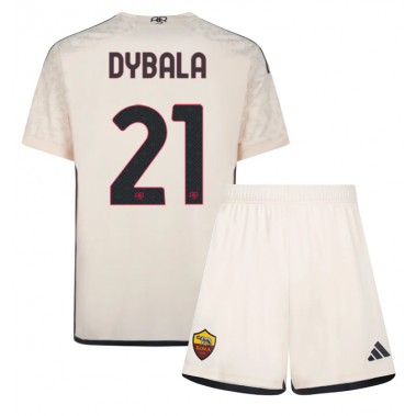 AS Roma Paulo Dybala #21 Koszulka Wyjazdowa dzieci 2023-24 Krótki Rękaw (+ krótkie spodenki)