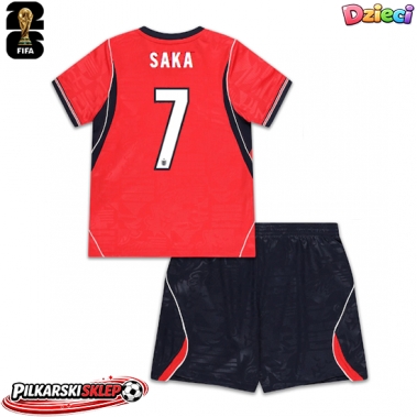 Anglia Bukayo Saka #7 Koszulka Wyjazdowa dzieci MŚ 2026 Krótki Rękaw (+ krótkie spodenki)