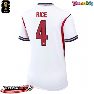 Anglia Declan Rice #4 Koszulka Podstawowa damskie MŚ 2026 Krótki Rękaw