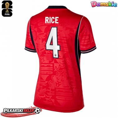 Anglia Declan Rice #4 Koszulka Wyjazdowa damskie MŚ 2026 Krótki Rękaw