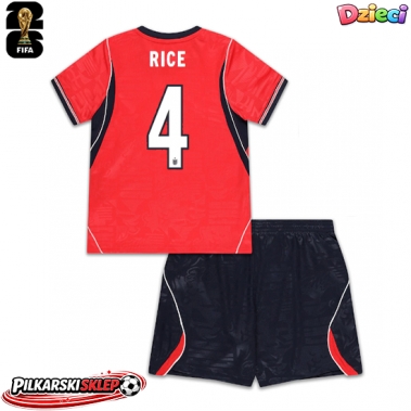 Anglia Declan Rice #4 Koszulka Wyjazdowa dzieci MŚ 2026 Krótki Rękaw (+ krótkie spodenki)