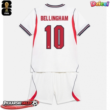 Anglia Jude Bellingham #10 Koszulka Podstawowa dzieci MŚ 2026 Krótki Rękaw (+ krótkie spodenki)