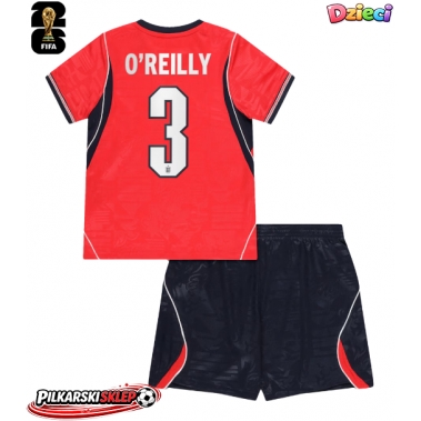 Anglia Nico O'Reilly #3 Koszulka Wyjazdowa dzieci MŚ 2026 Krótki Rękaw (+ krótkie spodenki)
