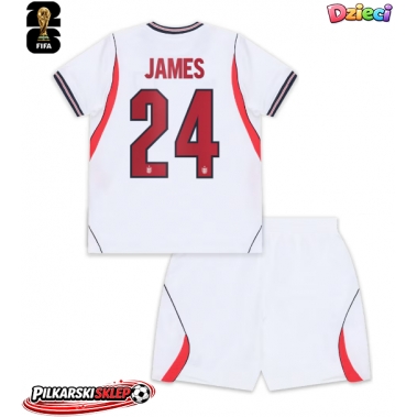 Anglia Reece James #24 Koszulka Podstawowa dzieci MŚ 2026 Krótki Rękaw (+ krótkie spodenki)
