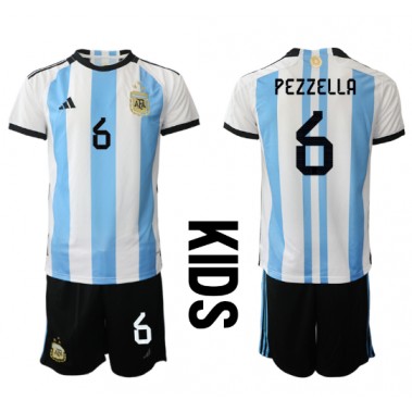Argentina German Pezzella #6 Koszulka Podstawowa dzieci MŚ 2022 Krótki Rękaw (+ krótkie spodenki)