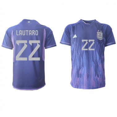 Argentina Lautaro Martinez #22 Koszulka Wyjazdowa MŚ 2022 Krótki Rękaw