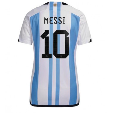 Argentina Lionel Messi #10 Koszulka Podstawowa damskie MŚ 2022 Krótki Rękaw
