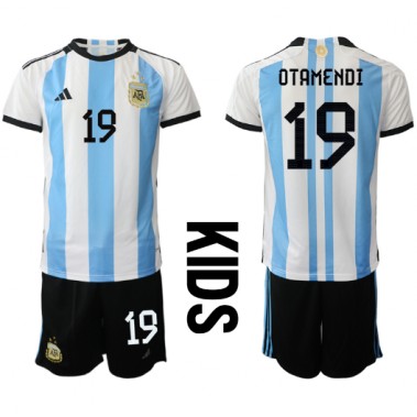 Argentina Nicolas Otamendi #19 Koszulka Podstawowa dzieci MŚ 2022 Krótki Rękaw (+ krótkie spodenki)
