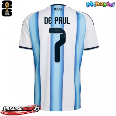 Argentyna Rodrigo De Paul #7 Koszulka Podstawowa MŚ 2026 Krótki Rękaw