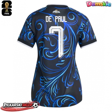 Argentyna Rodrigo De Paul #7 Koszulka Wyjazdowa damskie MŚ 2026 Krótki Rękaw