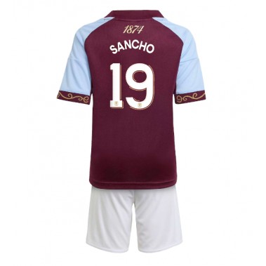 Aston Villa Jadon Sancho #19 Koszulka Podstawowa dzieci 2025-26 Krótki Rękaw (+ krótkie spodenki)