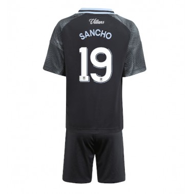 Aston Villa Jadon Sancho #19 Koszulka Wyjazdowa dzieci 2025-26 Krótki Rękaw (+ krótkie spodenki)
