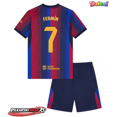 Barcelona Fermin Lopez #7 Koszulka Podstawowa dzieci 2026-27 Krótki Rękaw (+ krótkie spodenki)