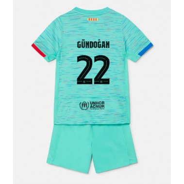 Barcelona Ilkay Gundogan #22 Koszulka Trzecia dzieci 2023-24 Krótki Rękaw (+ krótkie spodenki)