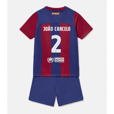 Barcelona Joao Cancelo #2 Koszulka Podstawowa dzieci 2023-24 Krótki Rękaw (+ krótkie spodenki)