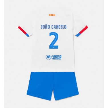 Barcelona Joao Cancelo #2 Koszulka Wyjazdowa dzieci 2023-24 Krótki Rękaw (+ krótkie spodenki)