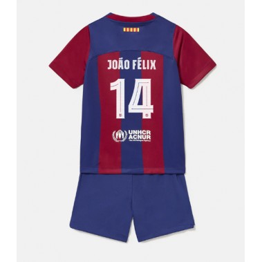 Barcelona Joao Felix #14 Koszulka Podstawowa dzieci 2023-24 Krótki Rękaw (+ krótkie spodenki)