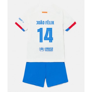 Barcelona Joao Felix #14 Koszulka Wyjazdowa dzieci 2023-24 Krótki Rękaw (+ krótkie spodenki)