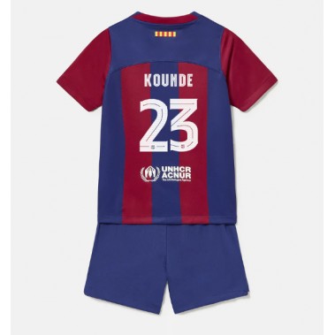 Barcelona Jules Kounde #23 Koszulka Podstawowa dzieci 2023-24 Krótki Rękaw (+ krótkie spodenki)