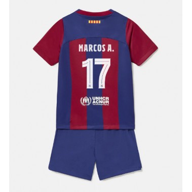 Barcelona Marcos Alonso #17 Koszulka Podstawowa dzieci 2023-24 Krótki Rękaw (+ krótkie spodenki)