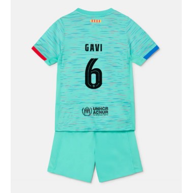 Barcelona Paez Gavi #6 Koszulka Trzecia dzieci 2023-24 Krótki Rękaw (+ krótkie spodenki)