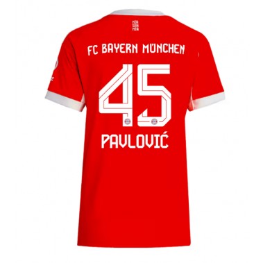 Bayern Munich Aleksandar Pavlovic #45 Koszulka Podstawowa damskie 2025-26 Krótki Rękaw Bayern Munich Aleksandar Pavlovic #45 Koszulka Podstawowa damskie 2025-26 Krótki Rękaw