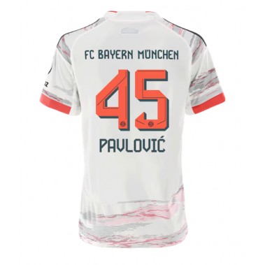 Bayern Munich Aleksandar Pavlovic #45 Koszulka Wyjazdowa damskie 2025-26 Krótki Rękaw Bayern Munich Aleksandar Pavlovic #45 Koszulka Wyjazdowa damskie 2025-26 Krótki Rękaw
