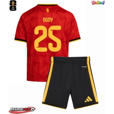 Belgia Nathan Ngoy #25 Koszulka Podstawowa dzieci MŚ 2026 Krótki Rękaw (+ krótkie spodenki)