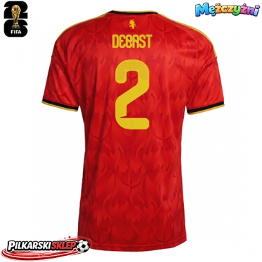 Belgia Zeno Debast #2 Koszulka Podstawowa MŚ 2026 Krótki Rękaw