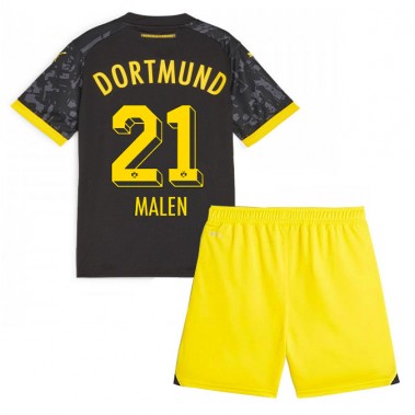 Borussia Dortmund Donyell Malen #21 Koszulka Wyjazdowa dzieci 2023-24 Krótki Rękaw (+ krótkie spodenki)