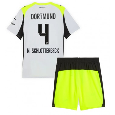 Borussia Dortmund Nico Schlotterbeck #4 Koszulka Wyjazdowa dzieci 2025-26 Krótki Rękaw (+ krótkie spodenki)