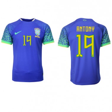 Brazil Antony #19 Koszulka Wyjazdowa MŚ 2022 Krótki Rękaw