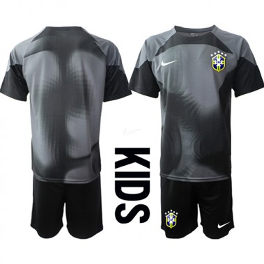 Brazil Bramkarskie Koszulka Podstawowa dzieci MŚ 2022 Krótki Rękaw (+ krótkie spodenki)