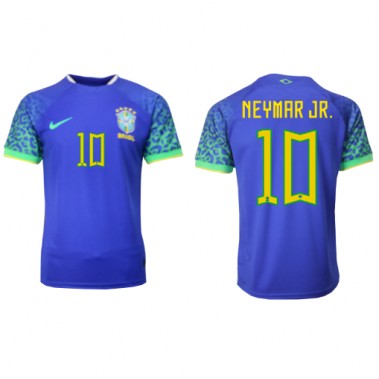 Brazil Neymar Jr #10 Koszulka Wyjazdowa MŚ 2022 Krótki Rękaw
