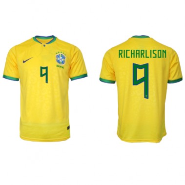 Brazil Richarlison #9 Koszulka Podstawowa MŚ 2022 Krótki Rękaw