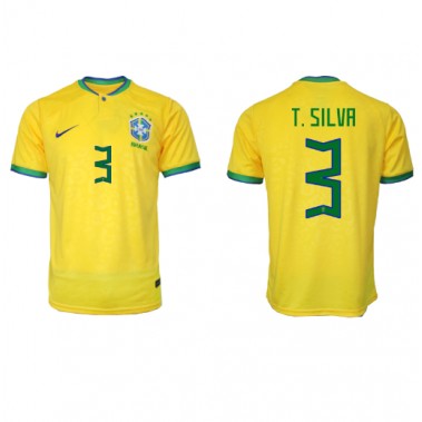 Brazil Thiago Silva #3 Koszulka Podstawowa MŚ 2022 Krótki Rękaw