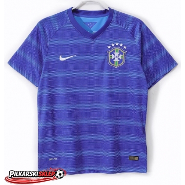 Brazylia 2014 Koszulka Retro Wyjazdowa Blue Krótki Rękaw