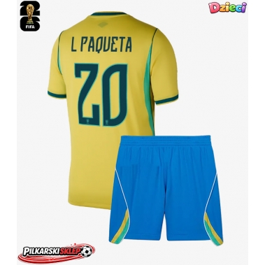 Brazylia Lucas Paqueta #20 Koszulka Podstawowa dzieci MŚ 2026 Krótki Rękaw (+ krótkie spodenki)