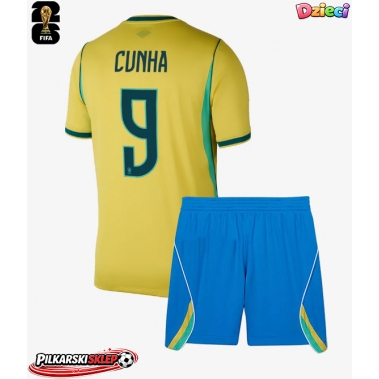 Brazylia Matheus Cunha #9 Koszulka Podstawowa dzieci MŚ 2026 Krótki Rękaw (+ krótkie spodenki)